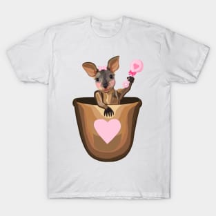 Baby Girl Kangaroo Joey in Pouch T-Shirt